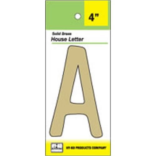 Hy-Ko Products BR-41/A Metal House Number Letter A 4"" High Brass Finish